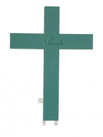 Cross on polystyrene on the wooden stand