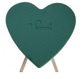 Heart on polystyrene on the wooden stand